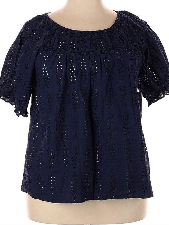 Caslon Tops - Caslon Short-Sleeve Eyelet Peasant Blouse Top